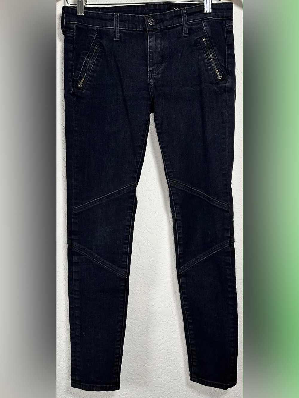 AG Adriano Goldschmied Black Skinny Moto Jeans